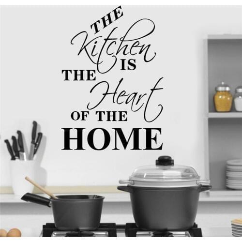 Kitchen Is Home Heart Wall Quote Decal Vinyl Home Decor Kitchen Restaurant Wall Sticker Removable Art Mural Interior Design 4002