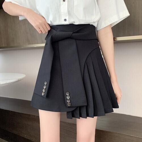 Summer Women Skirts Korean Style High Waist Pleated Skirts For Ladies Girls Cute Sweet Solid Color Mini Skirt Women
