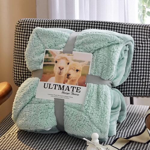 Green fleece blankets and throws Adult Thick Warm winter Blankets Home Super Soft duvet luxury solid Blankets On twin Bedding