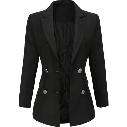 2021 Newest Fashion Designer Blazer Jacket Womens Shawl Collar Double Breasted Lion Buttons Slim Fitting Blazer