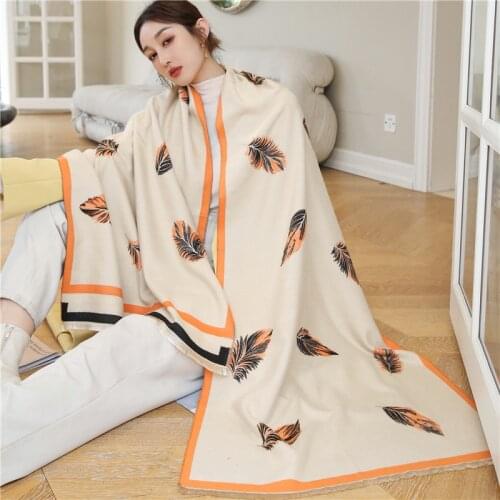 Women Winter Warm Cashmere Pashmina Scarf Luxury Thick Print Blanket Shawl Wrap Hijab Foulard 2021 Design Poncho Bufanda Echarpe