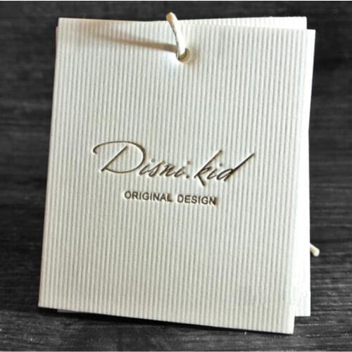 1000Set/Lot Customized LOGO Paper Hangtag 300G Ivory Paper Clothing/Bag/Shoes Hang Tag Gold Stamping