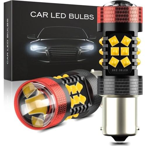 2PCS 30LED CANBUS Bulbs No Hyper Flash 7443 Py21W BAU15S BA15S BAY15D 1156 1157 3157 Car Lights White Turn Signal Reverse Lamps