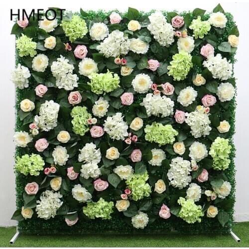 40*60cm Green Plants Wall Panel Outdoor Lawn Turf With Artificial Flowers Wall Decor For Home Shop Hotel Wedding Backdrop Party