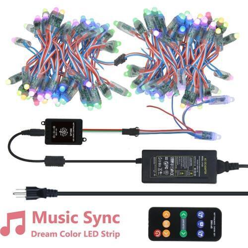 100pcs 12mm WS2811 LED Pixel light IC RGB Full Color String Light Music Synic Controller usb 5V Power Kit Waterproof String lamp
