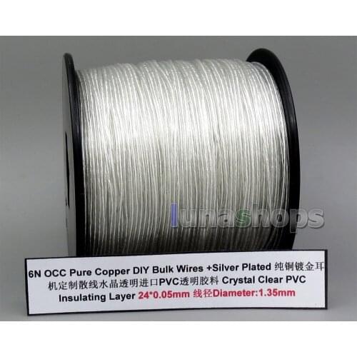 6m 6n OCC + Silver Plated 24AWG 24*0.05mm PVC OD 1.35mm DIY Audio Headphone Earphone Cable LN006014