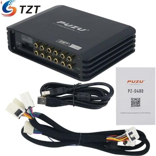 TZT PUZU PZ-D480 4ch to 8ch car DSP amplifier wiring harness plug and play with 4X180W max output power multi-language support