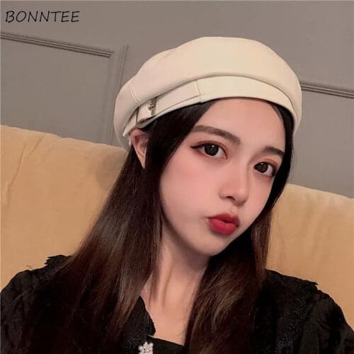Women Berets Fashion Painter Flat Cap Autumn Summer Solid Simple Candy Colors Green Pink Charm Casual Travel Brisk Popular Teens