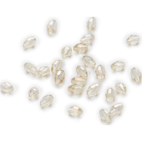 50 Piece Ivory Gray Olive Cut Faceted Crystal Glass Spacer Beads Jewelry Making 6-11mm