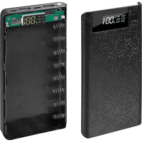 8*18650 Power Bank Case 5V Dual USB With Digital Display Screen Mobile Phone Charger DIY Shell 18650 battery Holder Charging Box