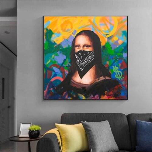 Masked Mona Lisa Decorative Oil Painting Funny Graffiti Posters And Prints Modern Art Wall Pictures For Living Room Home Decor