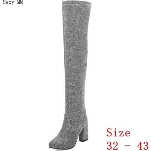 Spring Autumn Women Over the Knee Boots High Heel Woman Thigh High Boots Small Plus Size 32 - 43