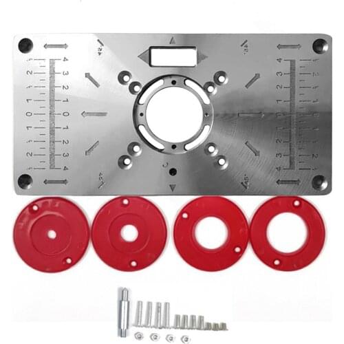 Wood Router Table Insert Plate Woodworking Benches Wood Router Trimmer Workbench Milling Woodworking Machine with 4 Rings