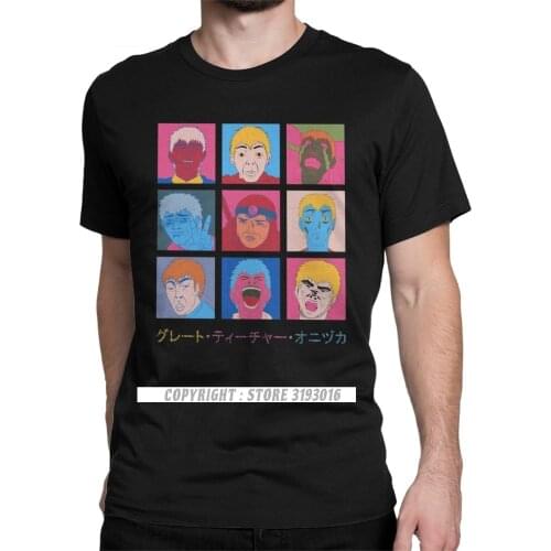 Men GTO Onizuka Faces 3D Tshirts Great Teacher Onizuka Japan Manga Tops Novelty Camisas Round Neck Harajuku T-Shirt