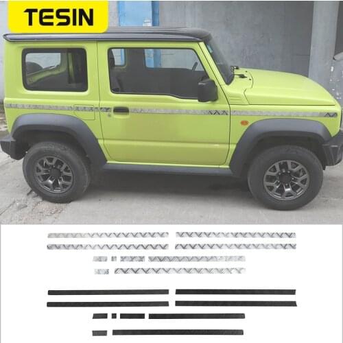 TESIN Chromium Styling For Suzuki Jimny Car Body Side Decoration Strips Trim Stickers Accessories For Suzuki Jimny JB74 2019