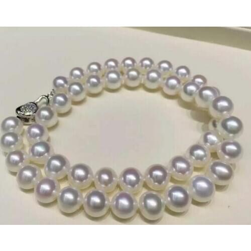 Classic 111-12mm south sea round white pearl necklace18inch 925silver clasp KKK