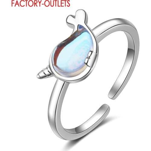 Hot Selling Newest Design Korean Style Lovely Whale Pattern Finger Rings For Women Girls Genuine 925 Sterling Silver Rings