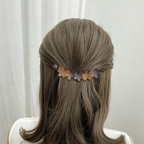 Korean flower banana clip small simple vertical clip ponytail hair clip non-slip all-match back head hairpin