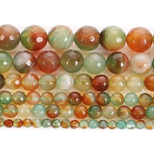 4 6 8 10 12mm Round Natural Stone Beads For Jewelry Making DIY Yellow Green Agate Loose Spacer Beads Bracelet Necklace Handmade