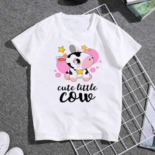 Cute Little Cow Cartoon Print Tshirts For Kids Clothes Funny T Shirt Girls/Boys Harajuku Kawaii Children Clothing T-Shirt Tops