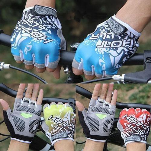 Fashion Pattern Unisex Outdoor Bicycle Shockproof Half Finger Gloves Cycling Accessories