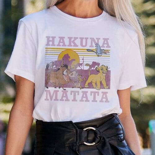 Fashion Women T-shirts Disney The Lion King HAKUNA MATATA Letter Punk Tops Super Popular Clothing Plus Size Unisex Tshirt