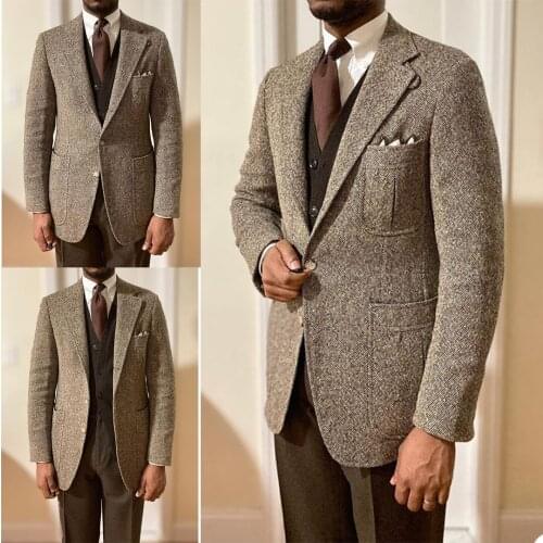 Custom Made Men Tuxedos Two Button England Style Streetwear Vintage Blazer Business Wedding Party Groom Suit Coat 1 Piece