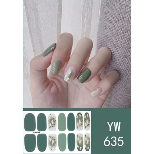 Nail Art Stickers 14pics/Sheet Full Cover Press on Tips DIY Decals Stylish Nail Sticker Set Design for Women Gift