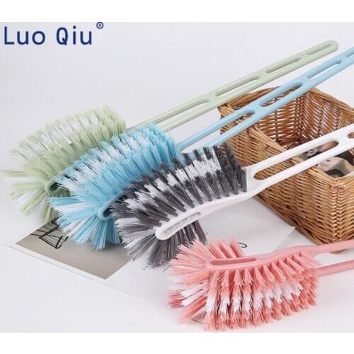 Plastic long handle double side thickened toilet brush cleaning toilet brush toilet cleaning brush hard brush