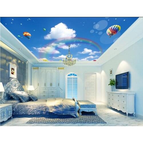 Custom 3d photo wallpaper Rainbow blue sky balloon cloud ceiling 3d wallpaper Home Decoration Non woven wallpaper