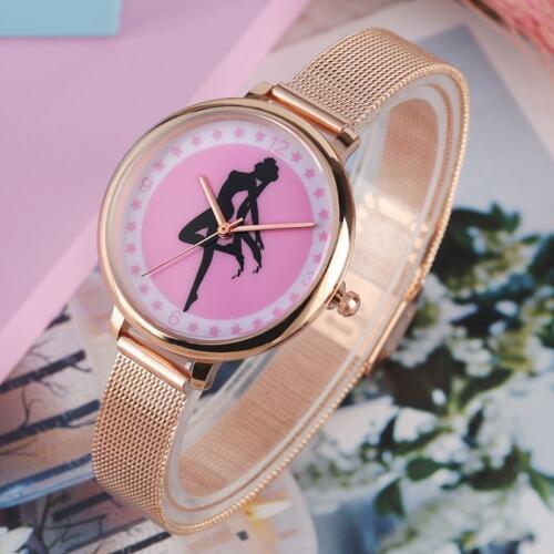 Popular Japan Anime Sailor Moon Lady Dress Watch Pink Five-pointed Stars Dial Slim Mesh Band Women Watches Gifts For Women Girl