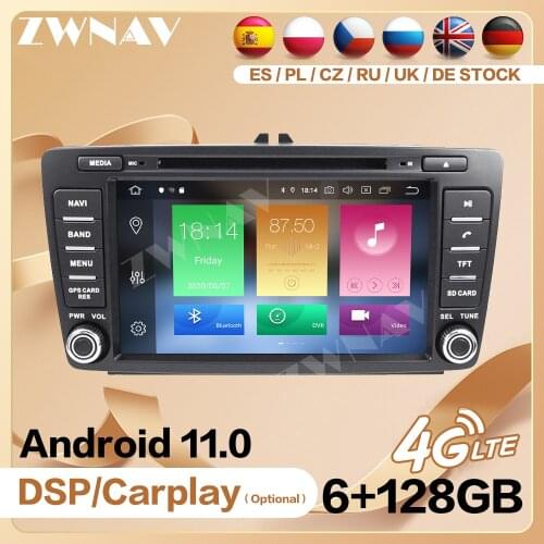 6+128G Carplay 2 Din Radio Receiver For Skoda Octavia 2008 2009 2010-2015 Android Player Video GPS Head Unit Auto Audio Stereo