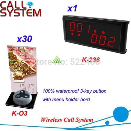Guest Service Paging System for restaurant coffee shop with 30 table buttons and 1 number display, DHL shipping free