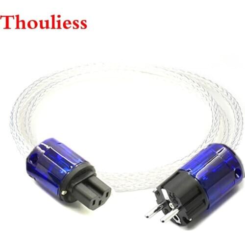 Thouliess16core AG 7NOCC Twist Silver plated Audiophile European AC Power Cord Cable HiFi Schuko US EU Rhodium plated Power Plug