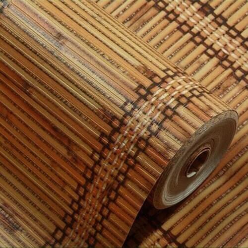 Thickened 3D Bamboo Weaving Wallpaper Roll Waterproof Wall Background for Living Room PVC Wall Paper Roll Stereoscopic Look
