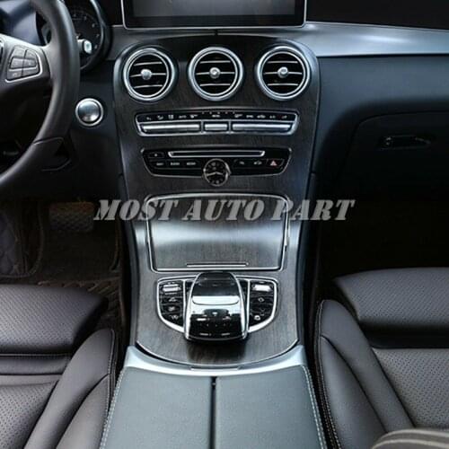 ABS Plastic Oak Wood Grain Interior Center Cover For Mercedes Benz C Class W205 2015-2018 With Clock 1pcs Car Decoration