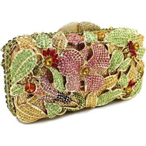 XIYUAN lady floral Evening Bags Diamond Rhinestone Pearls Beaded Day Clutch Womens Purse Handbags Wallets Evening Wedding Bag