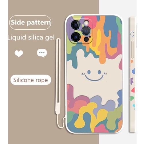 Funny Pattern Soft Camera Protection Phone Case For iphone 12 Pro 11 Pro Max Xs Max XR 6 7 8 Plus SE Silicone rope Protect Cover