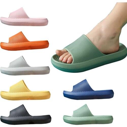 Women/Men Slippers Home Shower Pillow Slide Thick Soft Sole Ladies Boys Girls Bathroom Shoes Summer Fashion Slippers