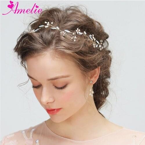 Girl Headdress Freshwater Pearls Bridal Headband Clear Opal Crystal Hair Vine and Earring Set Unique Wedding Favors Hair Jewelry