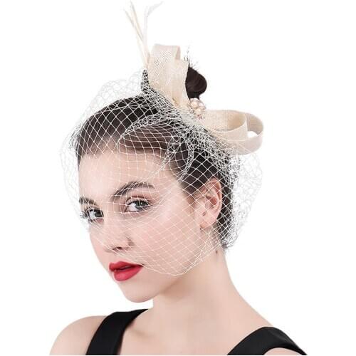 Bride Gorgeous Sinamay Headwear Wedding Bride Mesh Fascinators Accessories Women Elegant Chic Headdress Net Veils Fascinator Hat
