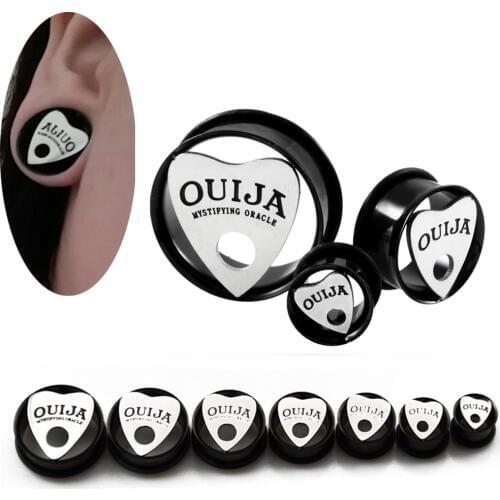 2pcs OUIJA Eyelet Single Flared Flesh Tunnel 10mm-30mm Ear Plug Gauges Earrings Hollow Plug Expander Ear Stretching