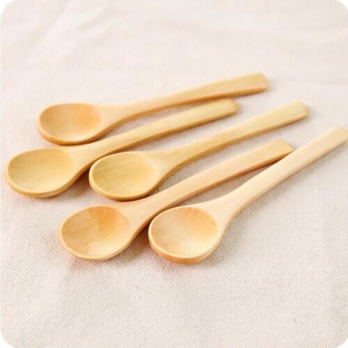 5inch Wooden Spoon Ecofriendly Japan Tableware Soup Scoop Coffee Honey Tea Round Head Spoon Stirrer LX1954