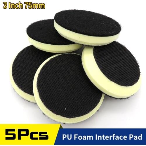 5 Pcs 3 Inch 75mm PU Foam Chamfering Interface Pad Hook and Loop Sander Backing Pad Polishing Pad Cushion Pad for Sanding Pads