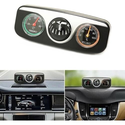 Car Vehicle Navigation Ball Compass Thermometer Hygrometer Interior Accessories
