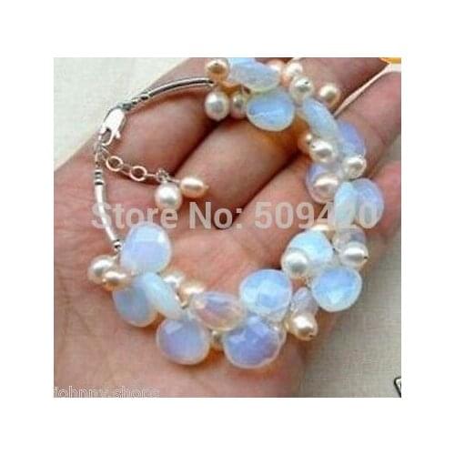 Hot sell Noblest Genuine Natural Opal Pearl Bracelet 7.5"