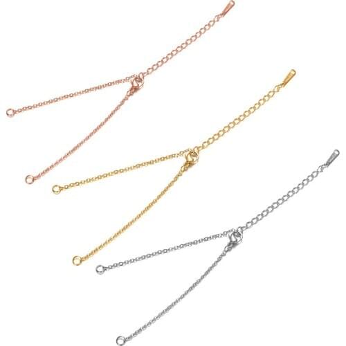 2pcs 316L Stainless Steel DIY Chain Bracelets Making Jewelry Accessories 1.5 2.0MM Thickness 15 18 20CM Adjustable Chain Finding