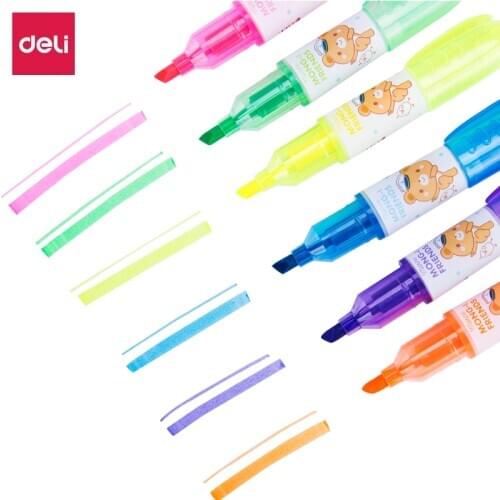 Deli Highlighters Pen Marker Pen Candy Color 6pcs/set Highlighters For Student Marking/Drawing/Doodling