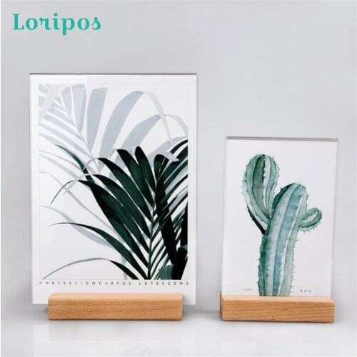 Logs Photo Frame Acrylic Table Sign Holder Frame Desktop Display Table Menu Holder Liquor Price Menu Stand Wood Poster Frames