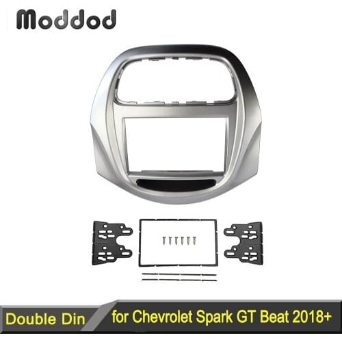Double 2 din Car Radio Fascia fit for Daewoo Matiz Chevrolet Spark Baic Beat 2018+ Dashboard Installation Trim Kit Frame Bezel